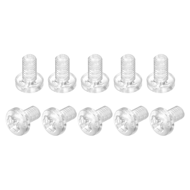 Unique Bargains M6x10mm Plastic Phillips Bolts PC Pan Head Machine Screws Transparent 20 Pack