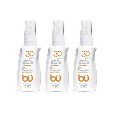 3 Pack - Bu SPF 30 Wowmist Sunscreen Spray - Clear Moisturizing, Safe and Effective. Travel Sport Sensitive Skin. (Natural Citrus- 1 oz)