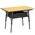 thumbnail image 2 of Outsunny 3ft Portable Camping Table, Adjustable Height Aluminum Small Folding Table with Storage Bag, Brown, 2 of 9