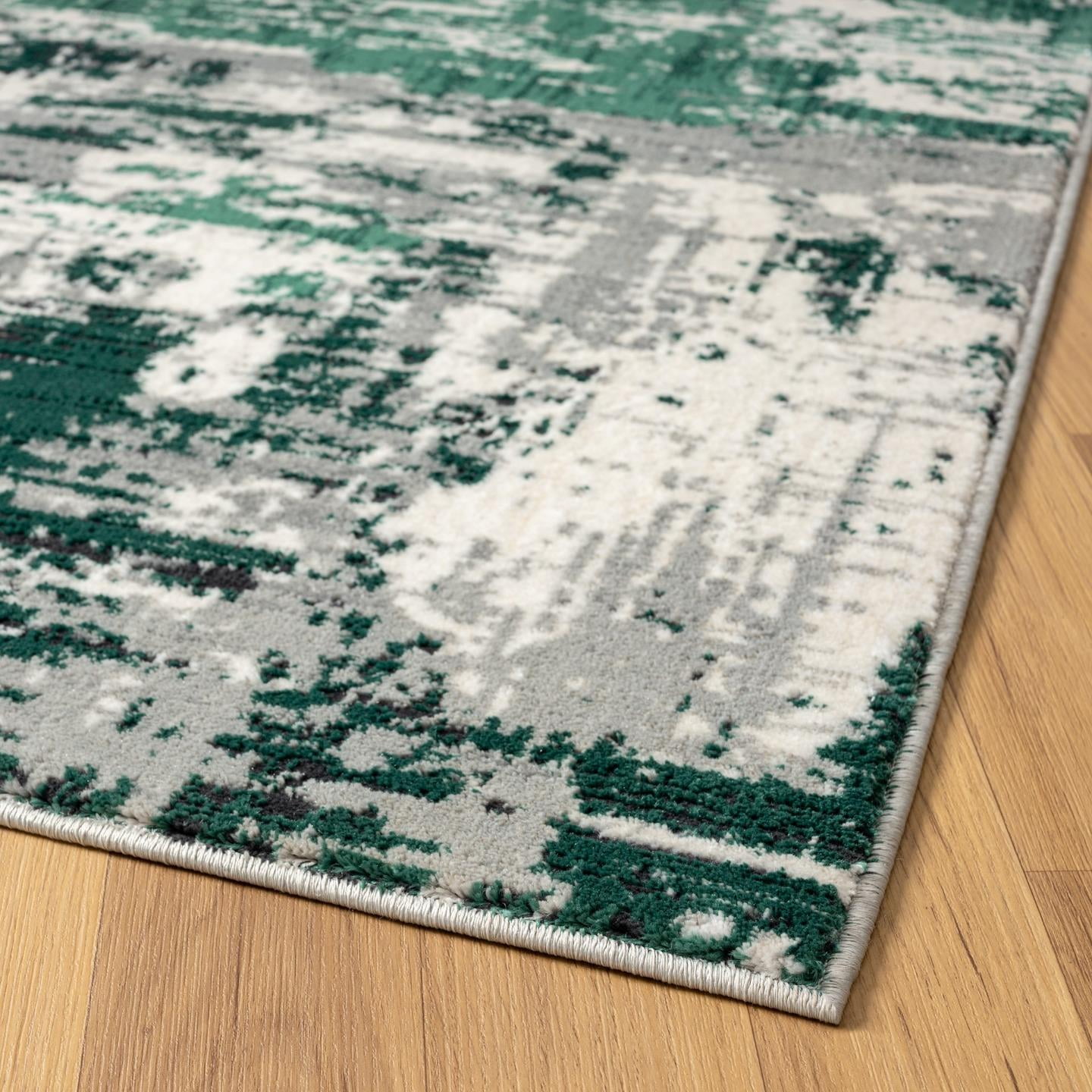 Luxe Weavers Modern Abstract Distressed Green 4x5 Area Rug for Living Rooms and Bedrooms