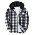 thumbnail image 5 of Afuyipoi Mens Flannel Shirt Jacket, Quilted Lined Plaid Shirt Long Sleeve Button Down Hoodie Jackets White 2XL, 5 of 5