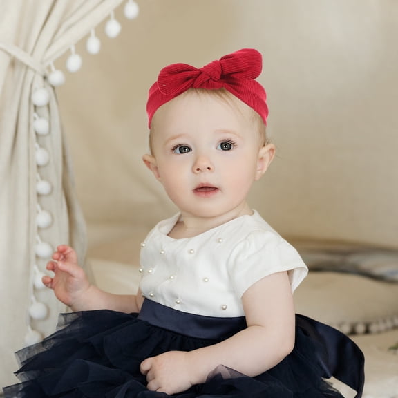 LOLIPPYY Assorted Color Big Bow Headbands for Girls Ages 46 Soft Stretchy Polyester Hair Accessories 4pcs