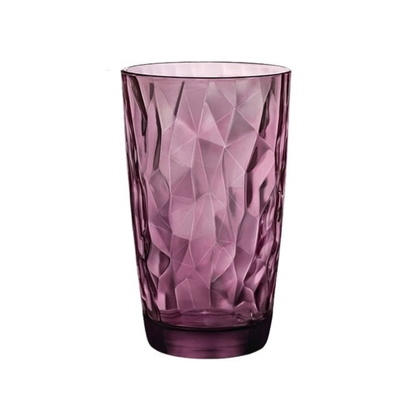Vasos de cristal con relieve de diamantes de colores, resistentes al calor, ideales for agua, leche, zumo, cerveza, cócteles y vino.