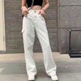 thumbnail image 5 of Fjofpr Clothing Straight Leg Jeans for Women High Waisted Jeans for Women Long Womens Casual Solid High Waist Long Bottom Mopping Trousers, 5 of 9