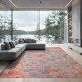 thumbnail image 2 of ODIKA 8'x10' Blush Pink Botanical Powder Traditional Washable Area Rug Airy Blossom Field Minimal Sprig Repeat Light Open Spacing Non-Slip Chair-Friendly Mat for Dining Room, Large Office, Lounge, 2 of 7