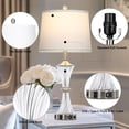 thumbnail image 5 of Crystal Glass Table Lamp with USB C+A Ports & AC Outlet,White Clear Modern Bedroom Lamp,Silver Lamp for Living Room,Nightstand Lamp LED Bulbs Included,Single Silver, 5 of 12