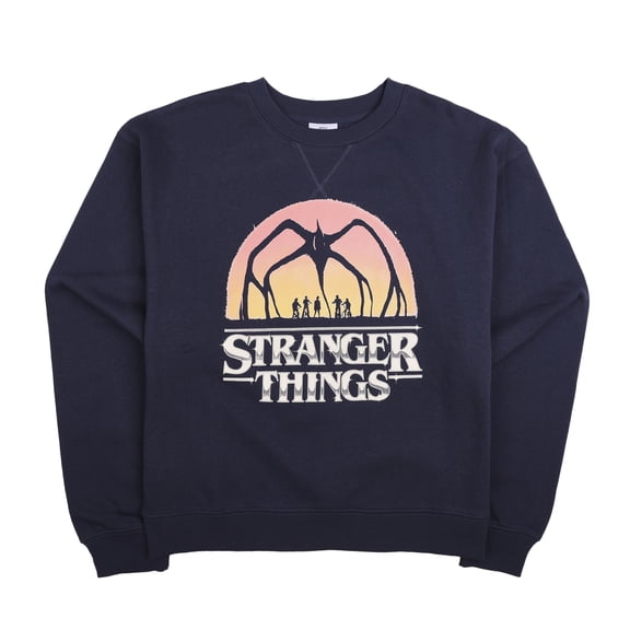 Stranger Things 5 One Last Strange Adventure Women's Navy Blue Crew Neck Long Sleeve Sweatshirt-XXL