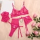 thumbnail image 3 of Gibobby Lencería de encaje Día de San Valentín Ropa interior divertida para mujer, Color sólido, de Metal hueca, Sexy, transparente, conjunto de ropa interior divertida(Rosa caliente, G), 3 of 5