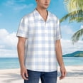 thumbnail image 3 of Honeii Blue Checkboard Print Men’s Hawaiian Shirt,Classic Button-Down Short Sleeve Shirt, for Beach, Vacation, and Outdoor Activities,Medium, 3 of 7
