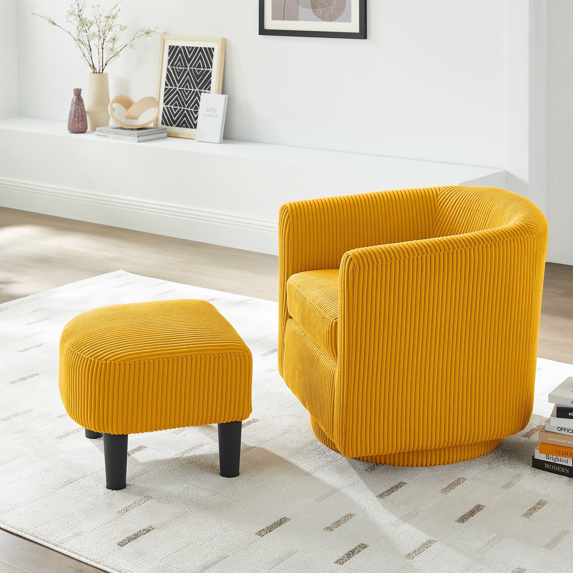 Swivel Accent Chair 360° Comfy Recliner Corduroy Arm Chair