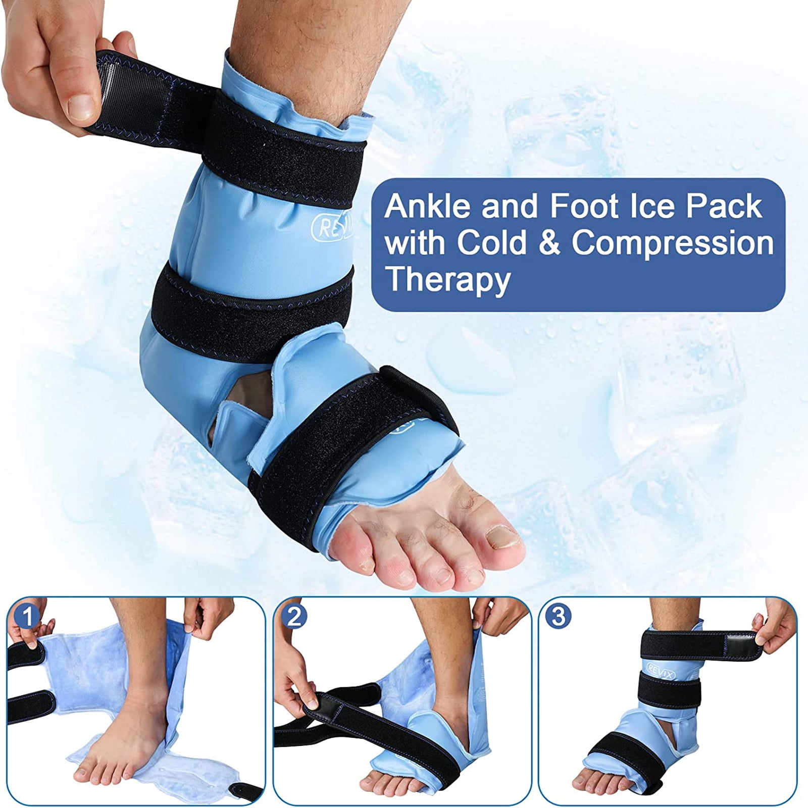 REVIX Ankle Ice Pack for Achilles Tendonitis Plantar Fasciitis & Sprain