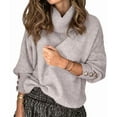 thumbnail image 3 of Women'S Oversized Chunky Pullover Sweaters Cowl Neck Long Sleeve Winter Slouchy Loose Knit Sweaters Gray M, 3 of 8