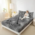 thumbnail image 4 of Feelyou Ice Hockey Gaming Twin Sheet Sets, Grey Watercolor Bedding, 3pcs, 4 of 7