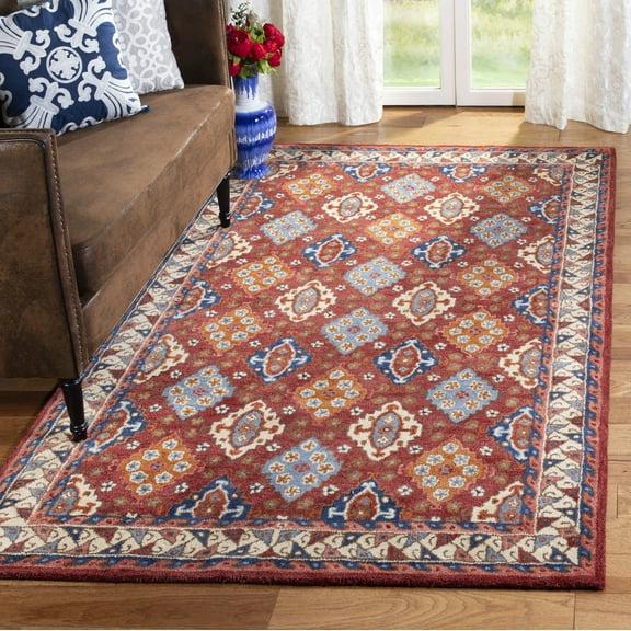 SAFAVIEH Antiquity Jackalynn Geometric Area Rug, Red/Blue, 6' x 9'