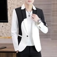 thumbnail image 5 of Abrigo de fiesta Blazer masculino Blanco Negro Chaquetas de traje de hombre Original Nuevo en ropa de primavera Ropa de hombre Clásico Sencillo Pecho, 5 of 5