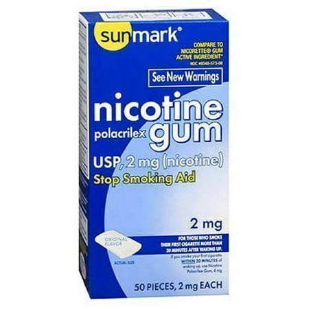 Sunmark Nicotine Polacrilex Original Flavor Gum, 2 mg, 50 Count