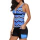 thumbnail image 3 of Traje de baño tankini de dos piezas con escote en V y pantalón corto para mujer, talla grande, 3 of 4