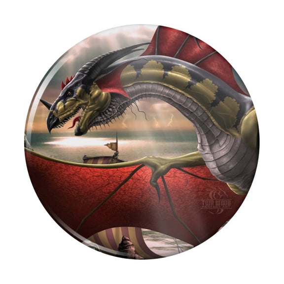 The Sentinel Dragon Viking Fantasy Pinback Button Pin