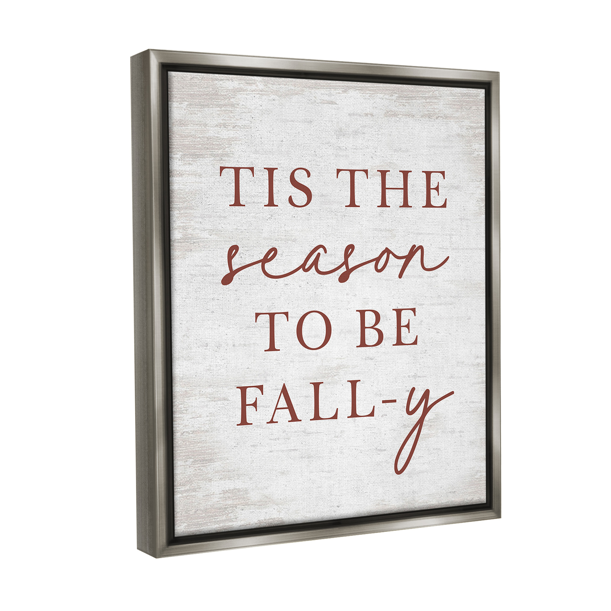 Stupell Industries Rustic Seasonal Fall Holiday Painting Gray Floater Framed Canvas Art Print Wall Art, 17 x 21