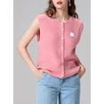 thumbnail image 5 of Komoo Women Vintage Knit Tank Top Sleeveless Crewneck Button Down Summer Sweater Vest Streetwear, 5 of 7