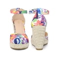 thumbnail image 4 of BLISSFUL STEP Platform Espadrilles Closed Toe Wedge Heel Sandals for Women Blue White 7.5, 4 of 5