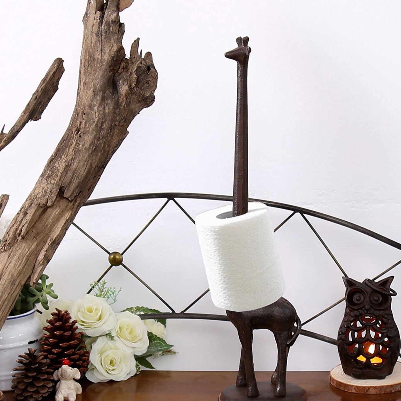 Cast Iron Giraffe Paper Towel Toilet Roll Holder