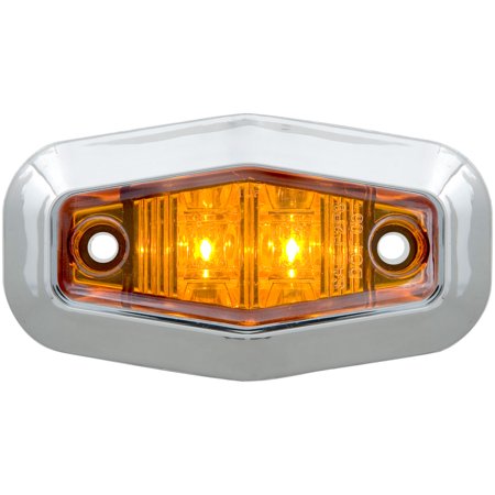 Optronics LED marker/clearance light kit; kit includes sealed amber two-LED surface mount light with chrome finish base/bezel; hard wired  with separate ground wire