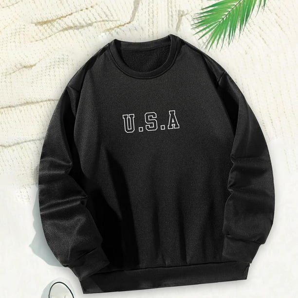 Sudadera con cuello redondo para hombre y mujer, Jersey, sudadera negra, Tops de manga larga con cuello redondo, holgados para mujer, hombre, compras, , negro, l