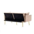 thumbnail image 3 of 68.5'' Velvet Round Arm Loveseat Sleeper Sofa Bed Futon Sofa Metal Frame-Beige, 3 of 10