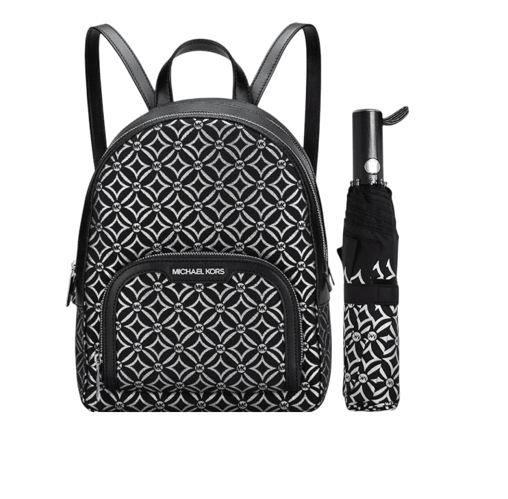 Michael Kors Womens Prescott Black Signature Logo Large Backpack
