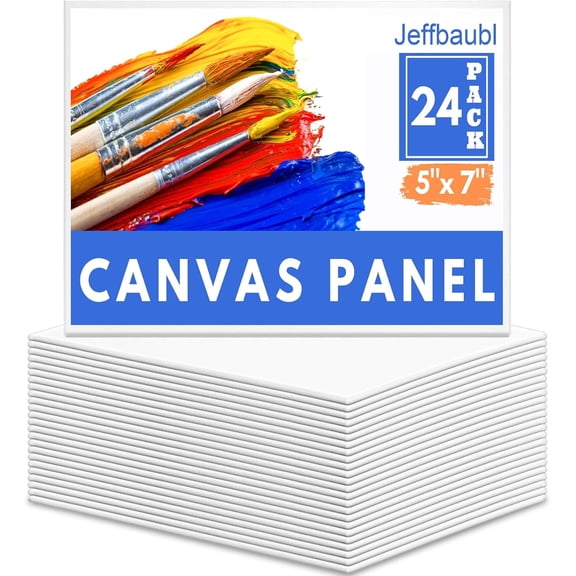 24 Pack Canvas Boards for Painting, 5 x 7 inch Cotton Canvas Panels, Gesso Primed Acid-Free Painting Canvases, Blank Canvases for Acrylic Watercolor Oil Tempera Paints