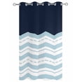 thumbnail image 2 of nqOlkjepod Outdoor Curtains for Patio Waterproof, Blue Chevron Outdoor Privacy Panels Grommet, Geometric Black Print Wavy Striped White Blackout Outside Curtains for Porch/Cabana 54"x108", 1 Panel, 2 of 8