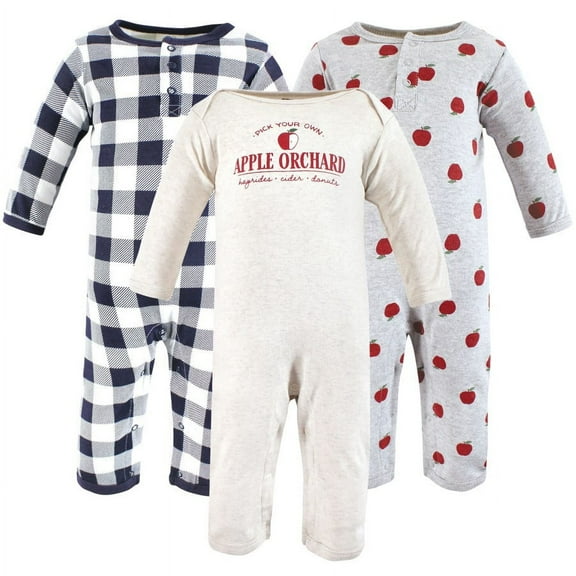 Hudson Baby Infant Boys Cotton Coveralls, Apple Orchard, 0-3 Months
