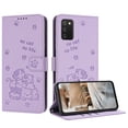 thumbnail image 2 of Flip Case for Samsung Galaxy A03s PU Leather Wallet Case with RFID Blocking Card Slot & Cash Pocket Magnetic Clasp Stand Function Cover Cat Patterned with Wrist Strap Phone Case,Purple, 2 of 9