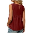 thumbnail image 7 of Karymi Womens Workout Tops Round Neck Side Drawstring Cut‑Out Sleeveless Peplum Tank Top, Solid Crinkled Textured Loose‑Fit Blouse, Split Side Summer A-line Shirt Womens Blouses, 7 of 7