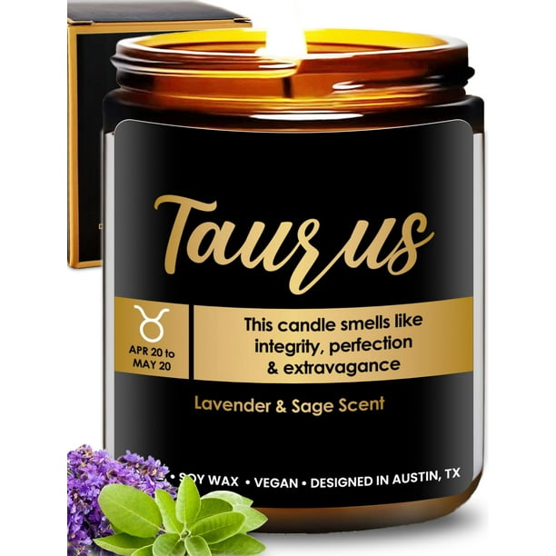 Candle Rosa Vila Taurus Zodiac, aroma a lavanda y salvia, 255 g