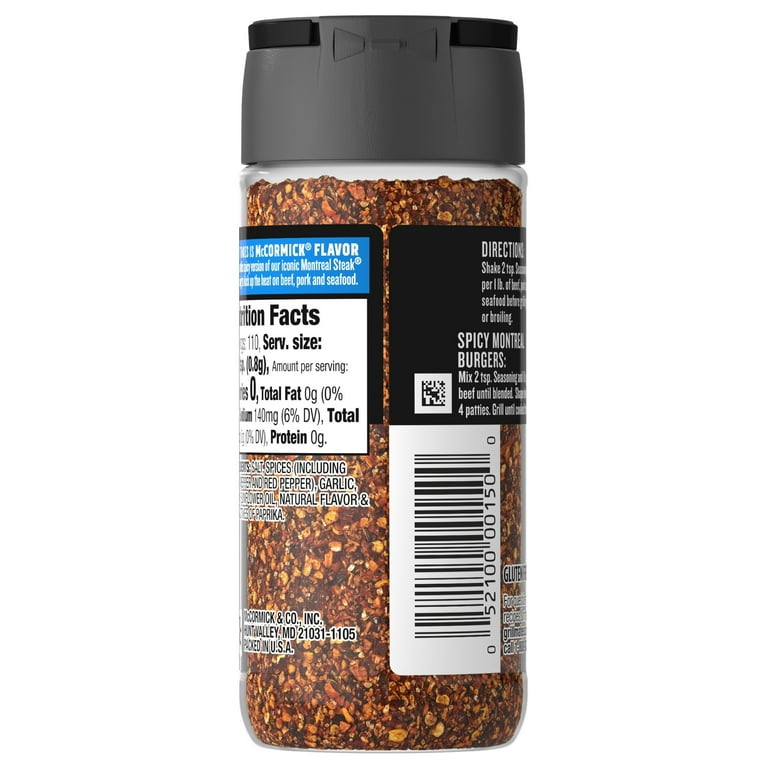 McCormick Grill Mates Spicy Montreal Steak and Burger Seasoning 3.12 oz Bottle Walmart