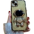 thumbnail image 1 of Funda 6D Bling Astronaut para iPhone 13, con baño líquido, brillo flotante y arena movediza, para mujer y niña, dorada (astronauta fijo, sin soporte), 1 of 8
