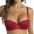 thumbnail image 1 of GPOECD Seamless Full Coverage Wireless Bra For Women Soft Support Comfortable Lace Underwire Everyday Lift Plus Size Demi Cup Red,32, 1 of 7
