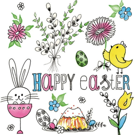 Keep Unique Easter Decoupage Napkins, Party Luncheon Napkins, Assorted Color, 20/Pack