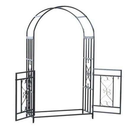 Outsunny 81 Decorative Steel Garden Arch With Gate Black Outsunny 81 Decorative Steel Garden Arch With Gate Black