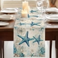 thumbnail image 3 of Table Runners 72 Inches Long Dress Scarves, Teal Starfish Coastal Farmhouse Kitchen/Dining Table Runner, Coffee Tablerunners, Vintage Summer Beach Nautical 13x72 Inch, 3 of 9