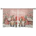 thumbnail image 6 of Pink Christmas Sheer Curtains 45 Inch Length 2 Panels Set, Semi Transparent Voile Rod Pocket Curtains for Living Dining Room Bedroom Drapes Xmas Winter Gnomes Poinsettia Flower, 6 of 8