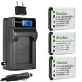 thumbnail image 1 of Kastar 3-Pack Battery and LCD AC Charger Compatible with Slimline Super Slim XS400, XS4000, XS7, XS70, XS8, XS80, Ricoh DM-6370, DS-6365, SL-58, SL68, Intova SP-8, Medion MD86545, MD86575, 1 of 6