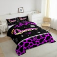 thumbnail image 3 of Castle Fairy Teens Queen Crown 3 Pieces Queen Comforter Set,Bling Butterflies Cheetah Print Ultra Soft Bedding Sets,Black Purple Bedding Comforter Set Breathable,Breathable Home Decor,Reversible, 3 of 8