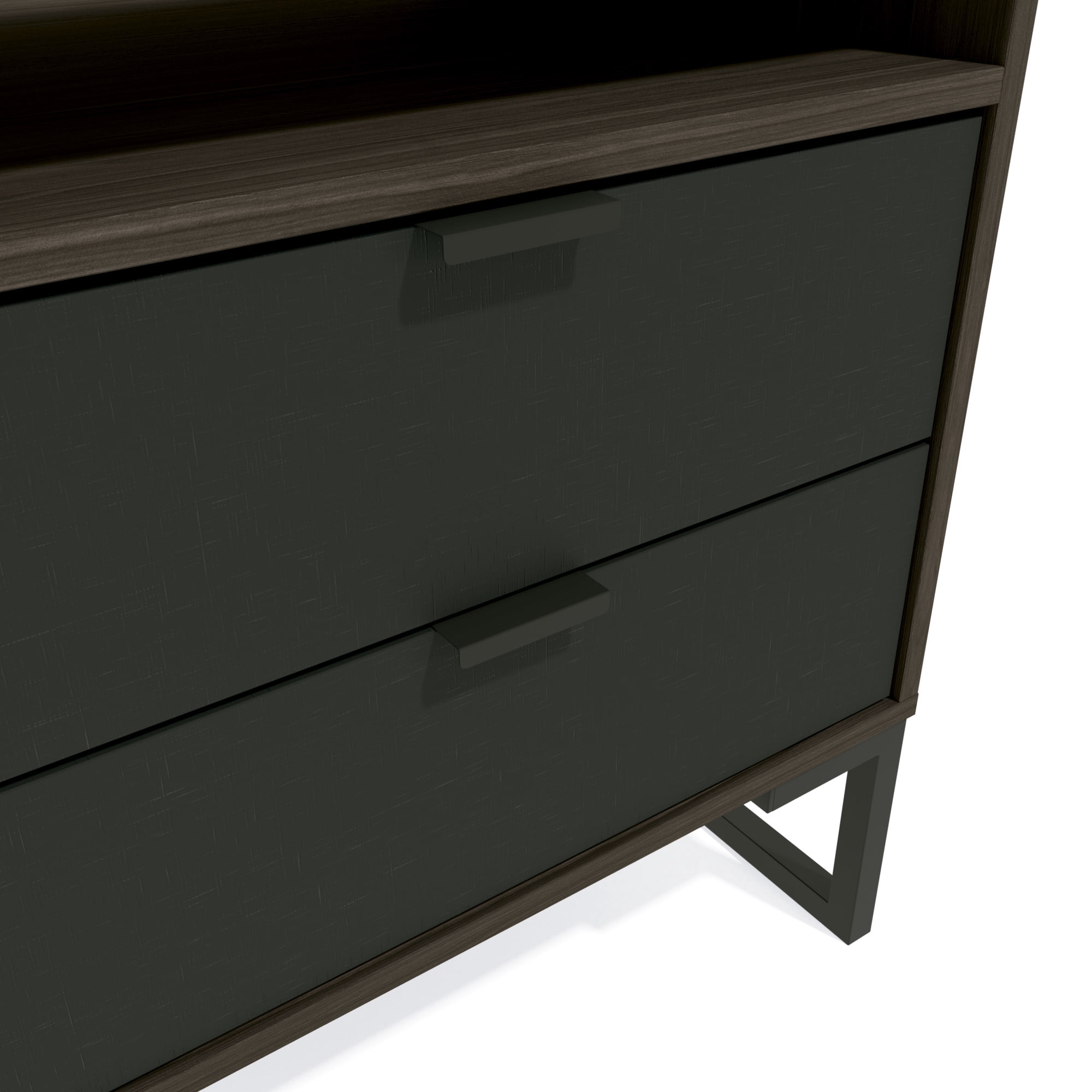 Kappesberg Collins 2-Drawer Nightstand with Open Shelf, Metro Brown & Black, Mid-Century Modern - for Adults and Teens