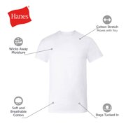 Hanes Mens Cotton Stretch Undershirt Pack, Moisture-Wicking, 6-Pack