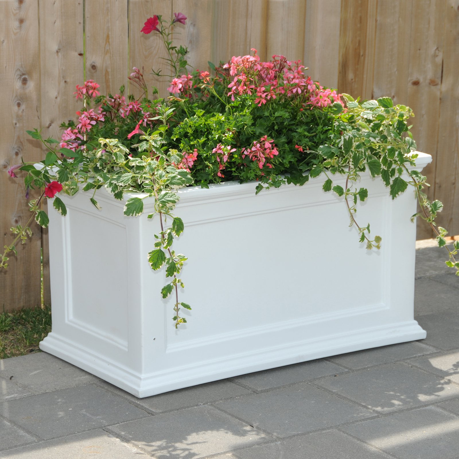 Fairfield Patio Planter 20x36 White Plastic Box Raised