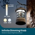 thumbnail image 5 of Linkind Retro LED Lantern, 200H Max Runtime, Battery Powered Dual Light Lamp, Dimmable Warm White & Daylight Lighting for Camping, Patio & Indoor Use, 5 of 8