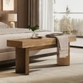 thumbnail image 3 of Tribesigns 47" Farmhouse Entryway Bench, Wooden Console Shoe Bench for Entryway, Hallway, Closet, Brown, 3 of 6